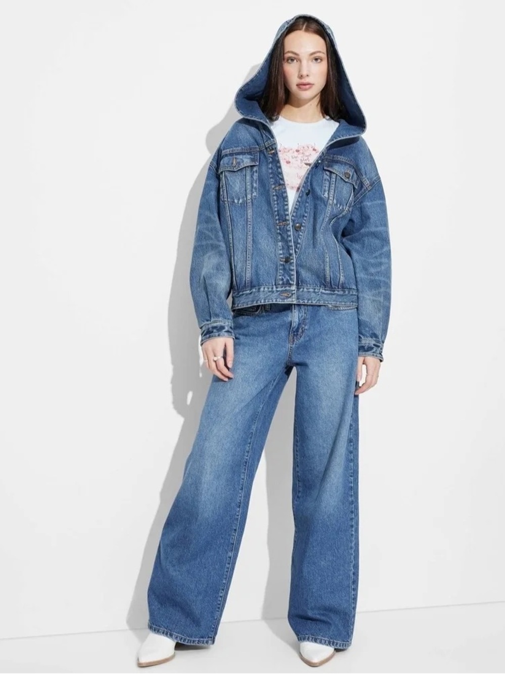 NWOT Wild Fable Women’s Oversized Hooded Jean Jacket Size Small Target